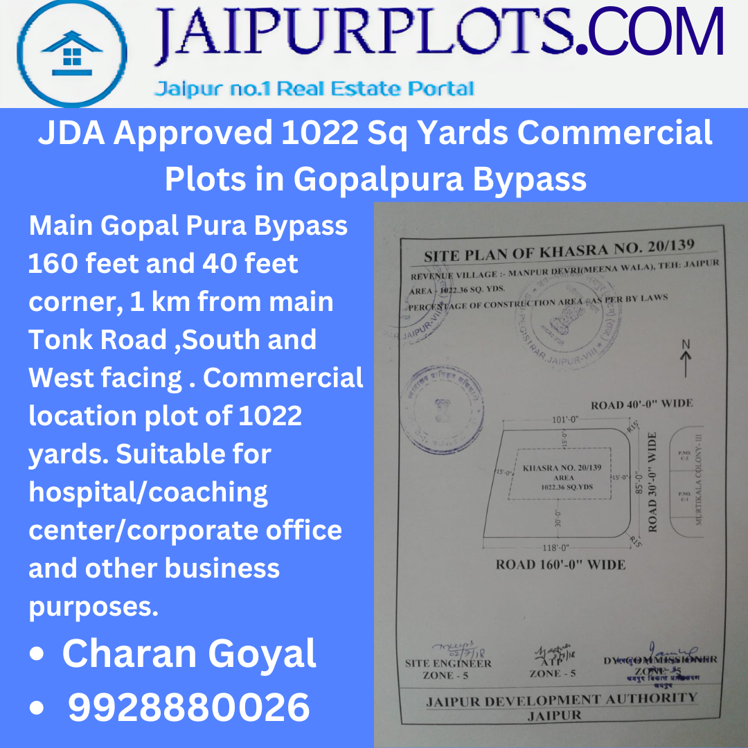 JDA Approved Commercial Plots in Gopalpura Bypass-GopalPura By Pass-Jaipur